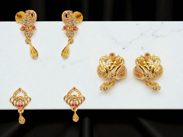 1 Gram Gold Plated Combo Earrings (Set of 3)