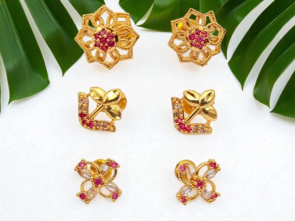 1 Gram Gold Plated Combo Earrings (Set of 3)