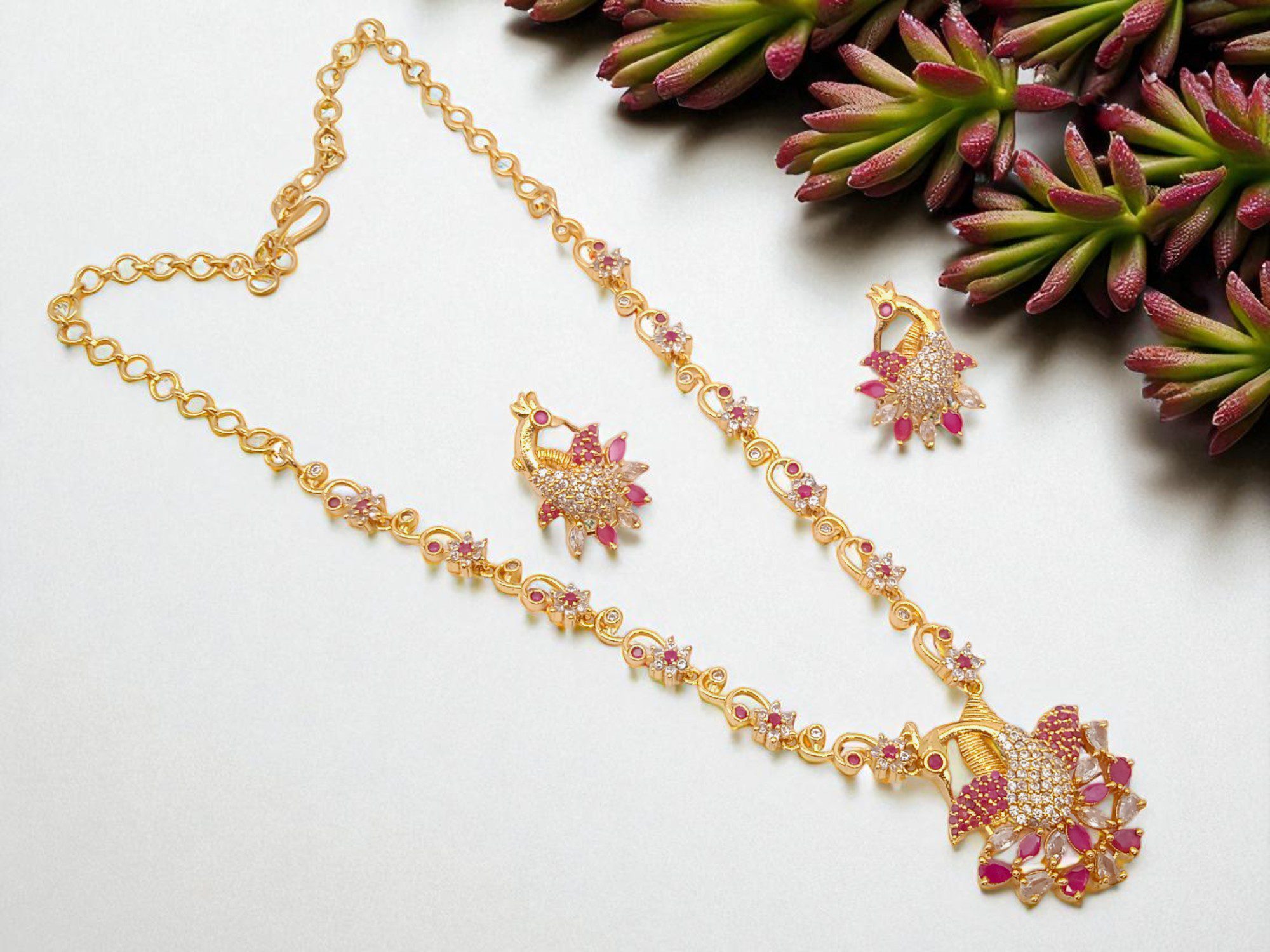 1 Gram Gold Plated AD Jewellery Set/Necklace Set