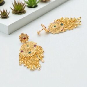 Forming Gold Plated Long Drop Earring