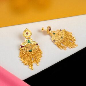Forming Gold Plated Long Drop Earring