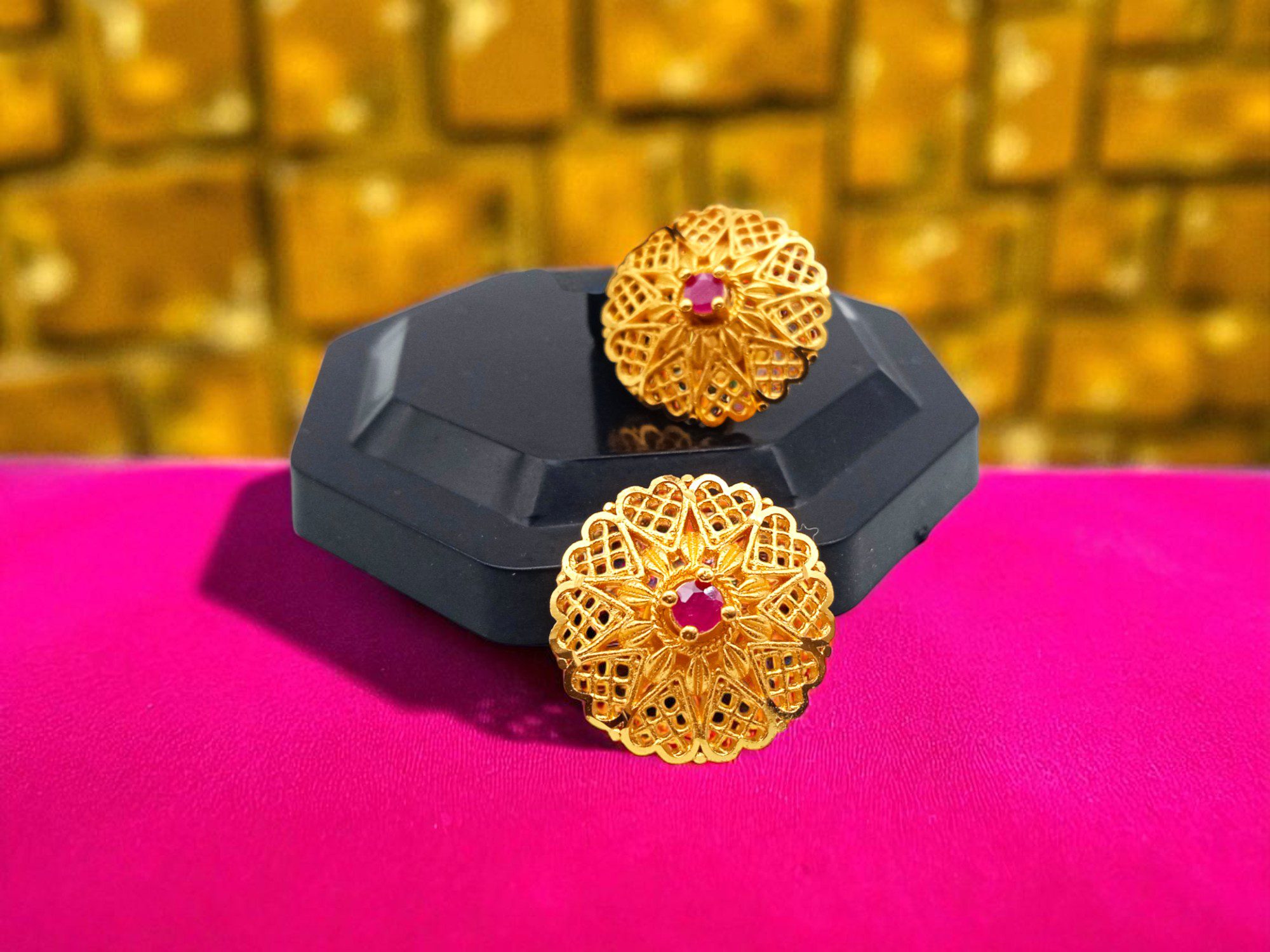 Forming Gold Plated Floral Stud
