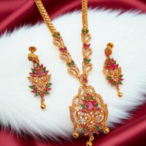 1 Gram Gold Plated AD Jewellery Set/Necklace Set