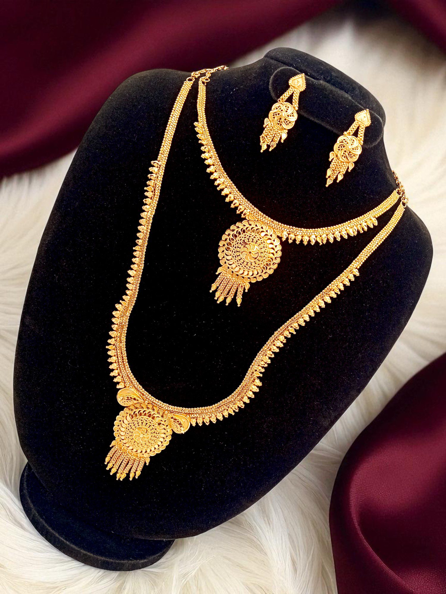 Forming Gold Plated Jewellery Set/Haaram Set