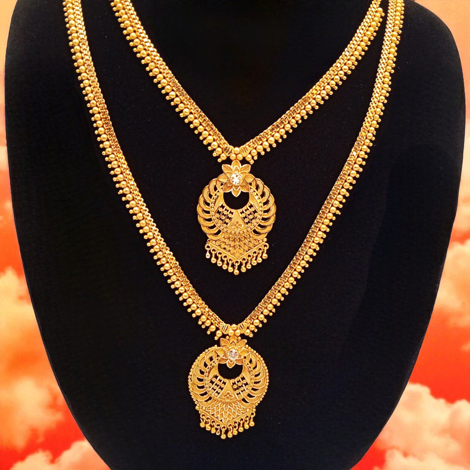 Forming Gold Plated Jewellery Set/Haaram Set