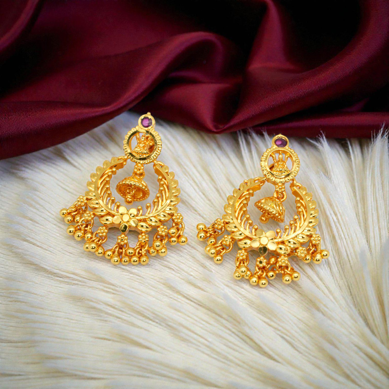 1 Gram Gold Plated Chandbali Jhumki