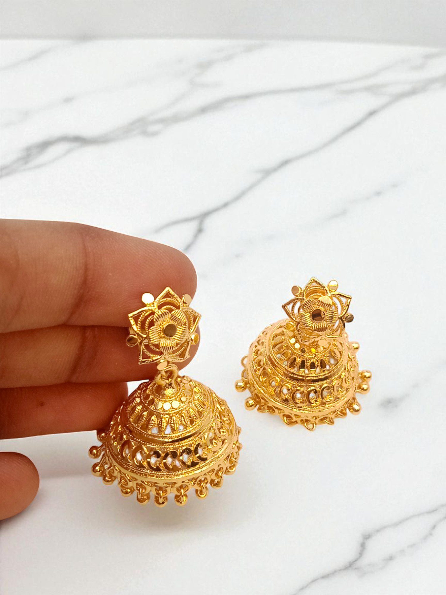 1 Gram Gold Plated Big Size Jhumka