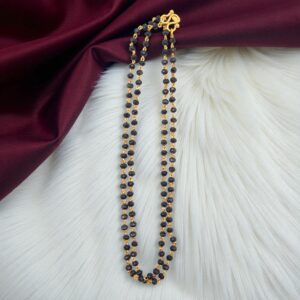 1 Gram Gold Plated Black Crystal Long Chain