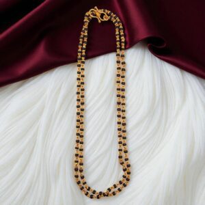 1 Gram Gold Plated Black Beaded Long Chain