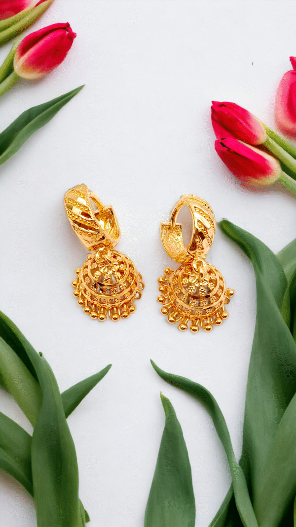 Pretty Queen - 1 Gram Gold Plated Bali/Hoop Jhumki Earring For Women & Girls, Covering Jewellery, Earrings