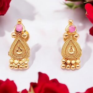 Pretty Queen - 1 Gram Gold Plated  Stud Earring For Women & Girls