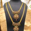 Pretty Queen - Premium Quality 1 Gram Gold Plated AD/CZ Necklace & Haram Set For Women & Girls,
