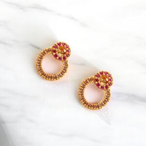 Pretty Queen - 1 Gram Gold Plated AD Stone Stud Earring