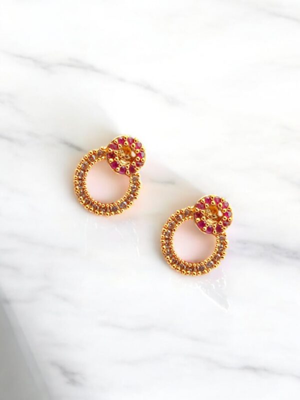 Pretty Queen - 1 Gram Gold Plated AD Stone Stud Earring