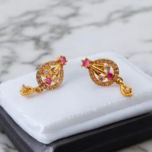 Pretty Queen - 1 Gram Gold Plated AD Stone Stud Earring