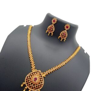 Pretty Queen - 1 Gram Gold Plated Goddess Lakshmi Dollar Beaded Necklace For Women, Long Necklace, Covering Jewellery