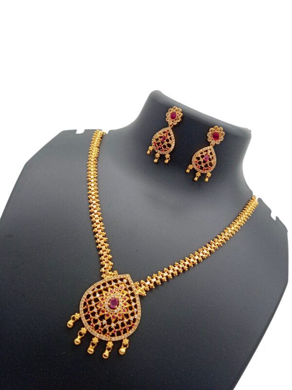 Pretty Queen - 1 Gram Gold Plated Goddess Lakshmi Dollar Beaded Necklace For Women, Long Necklace, Covering Jewellery