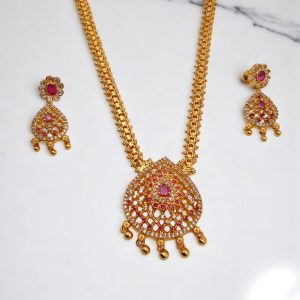 Pretty Queen - 1 Gram Gold Plated Jewellery Set/Necklace Set For Women, Wedding and Party Wear Jewel Set, Covering Jewellery