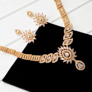 1 Gram Gold Plated AD Jewellery Set/Necklace Set