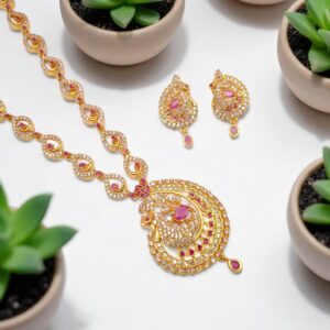 1 Gram Gold Plated AD Jewellery Set/Necklace Set