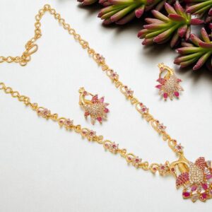 1 Gram Gold Plated AD Jewellery Set/Necklace Set