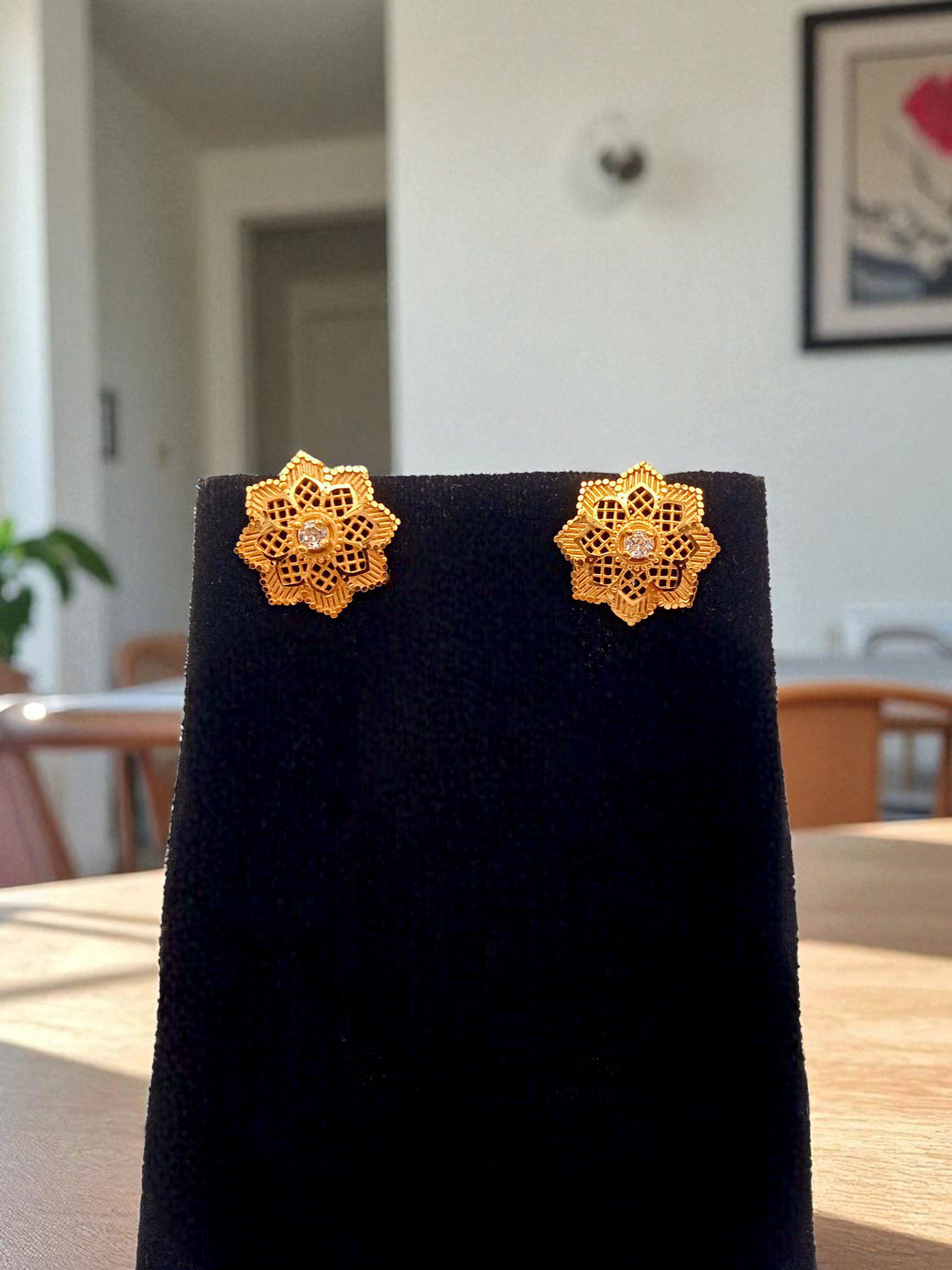 Forming Gold Plated Floral Stud Earring