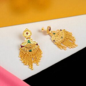 Forming Gold Plated Long Drop Earring