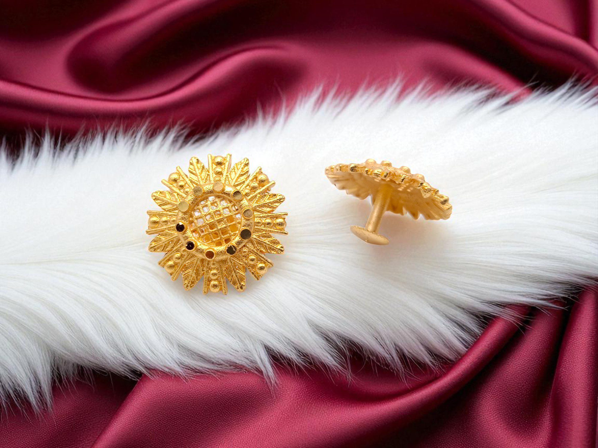 Forming Gold Plated Floral Stud Earring