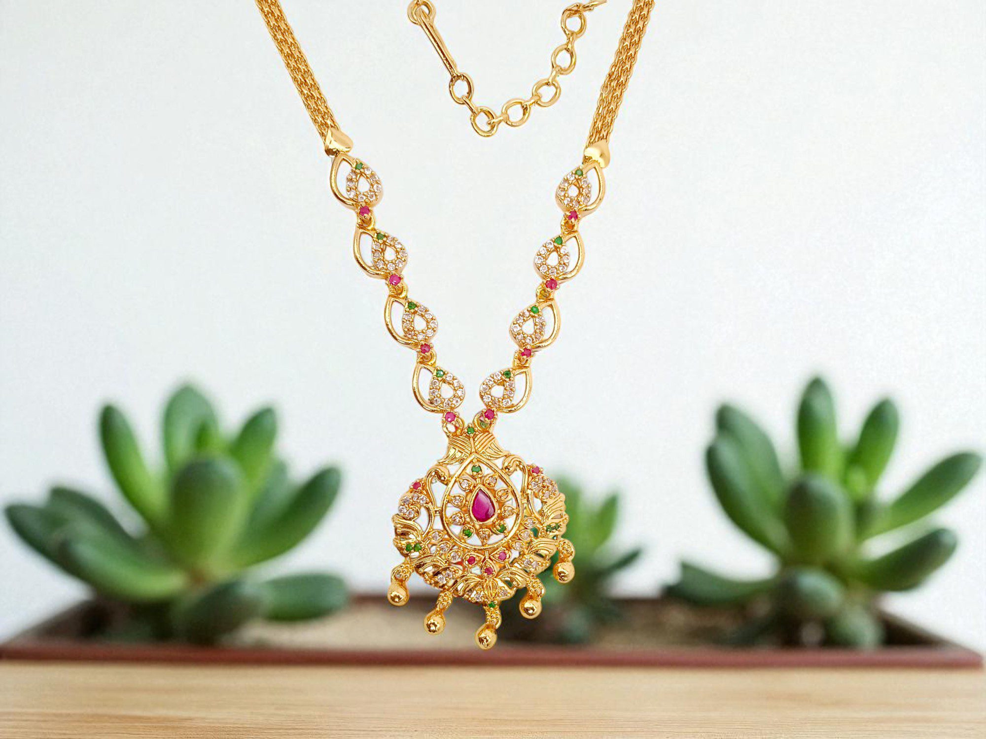 1 Gram Gold Plated AD Necklace