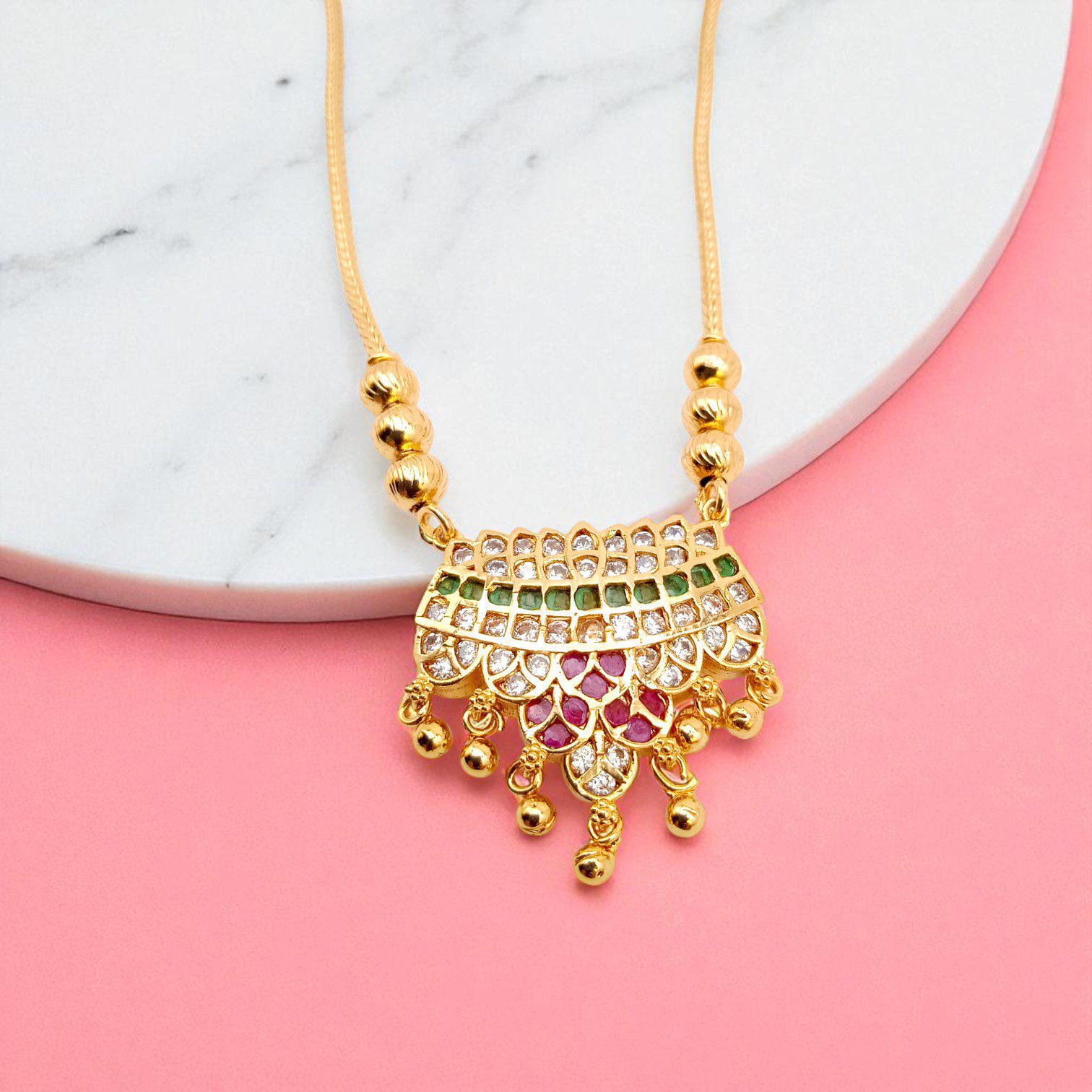 1 Gram Gold Plated AD Necklace