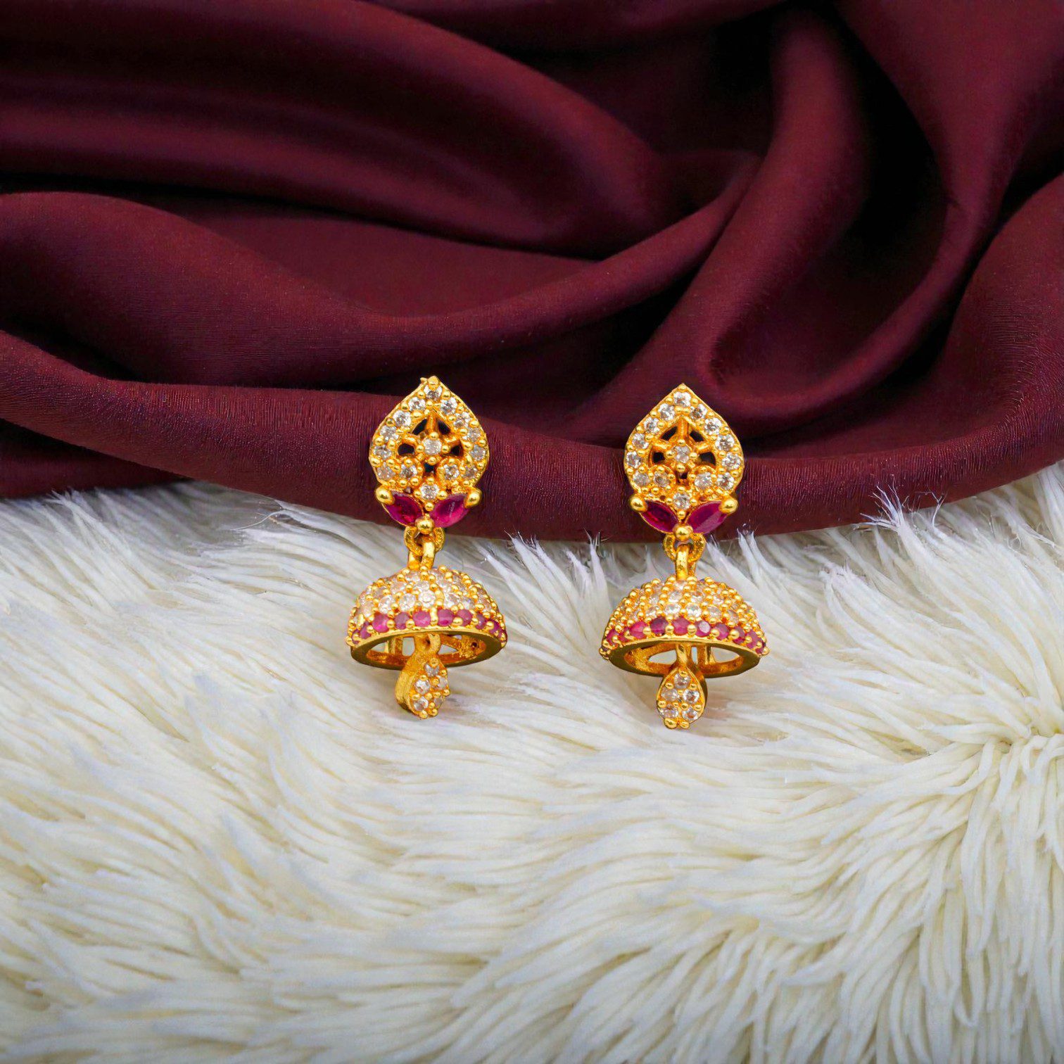 1 Gram Gold Plated AD Jhumki