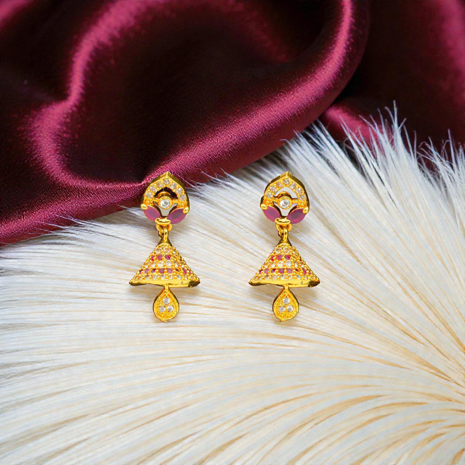 1 Gram Gold Plated AD Jhumki