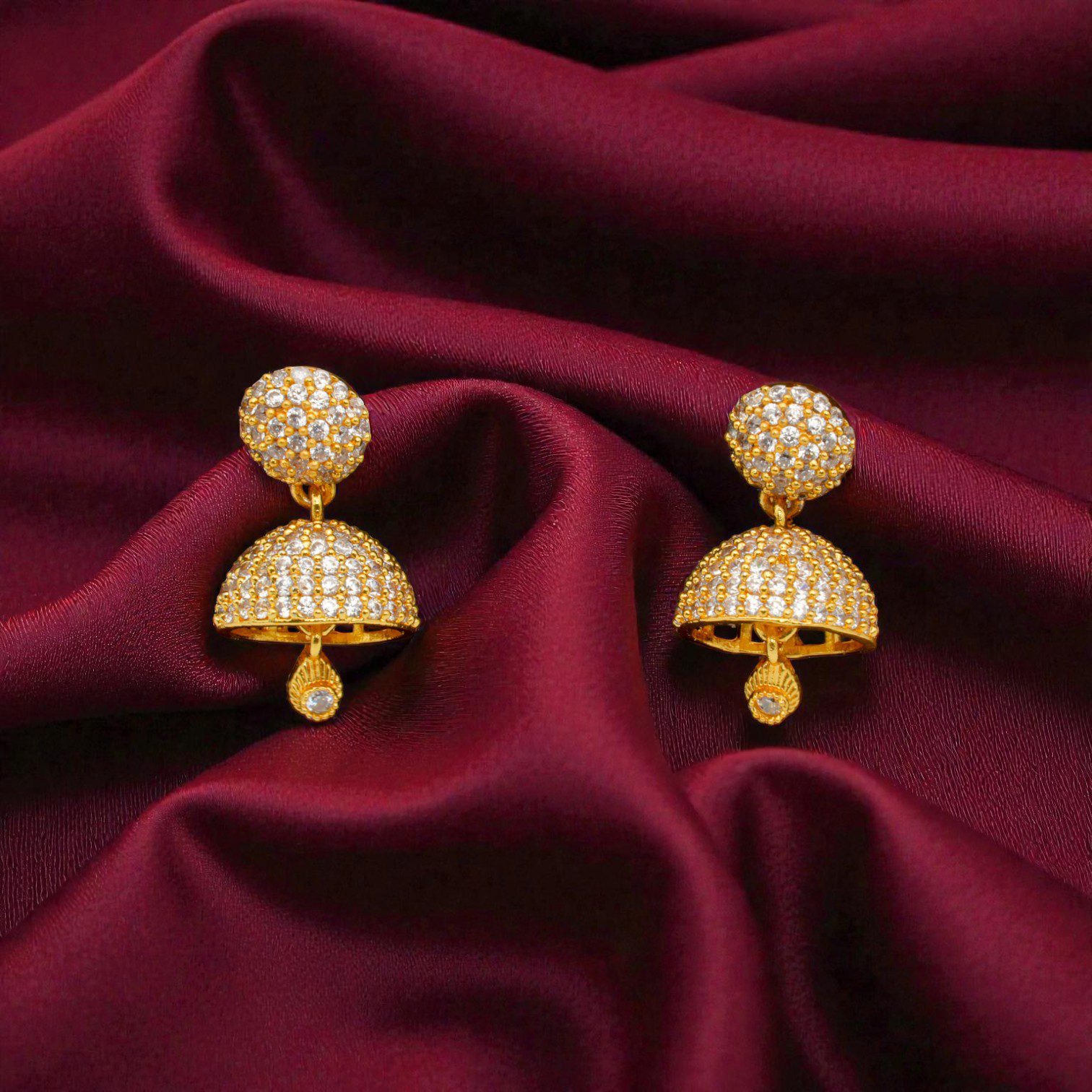 1 Gram Gold Plated AD Jhumki