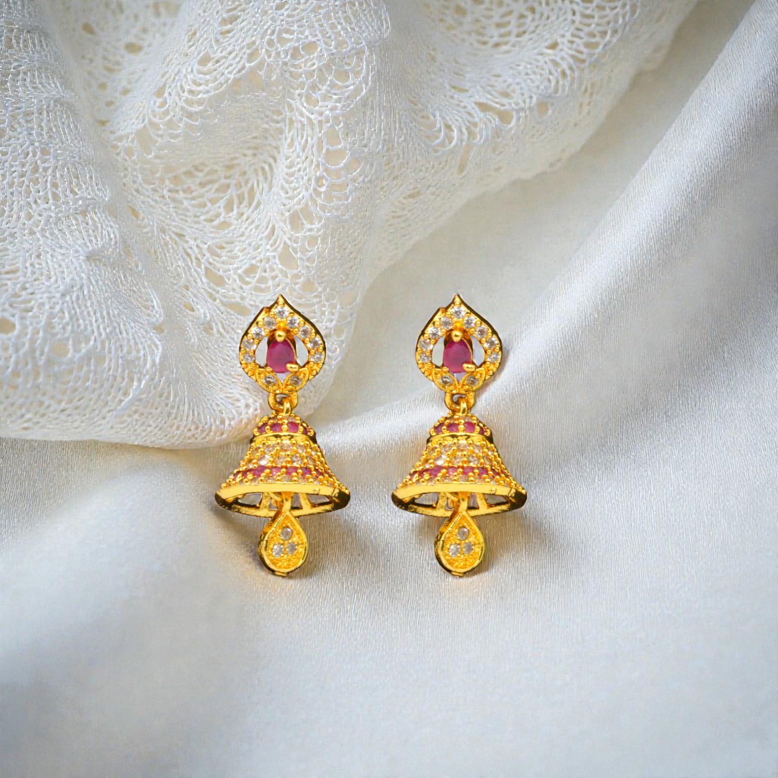 1 Gram Gold Plated AD Jhumki