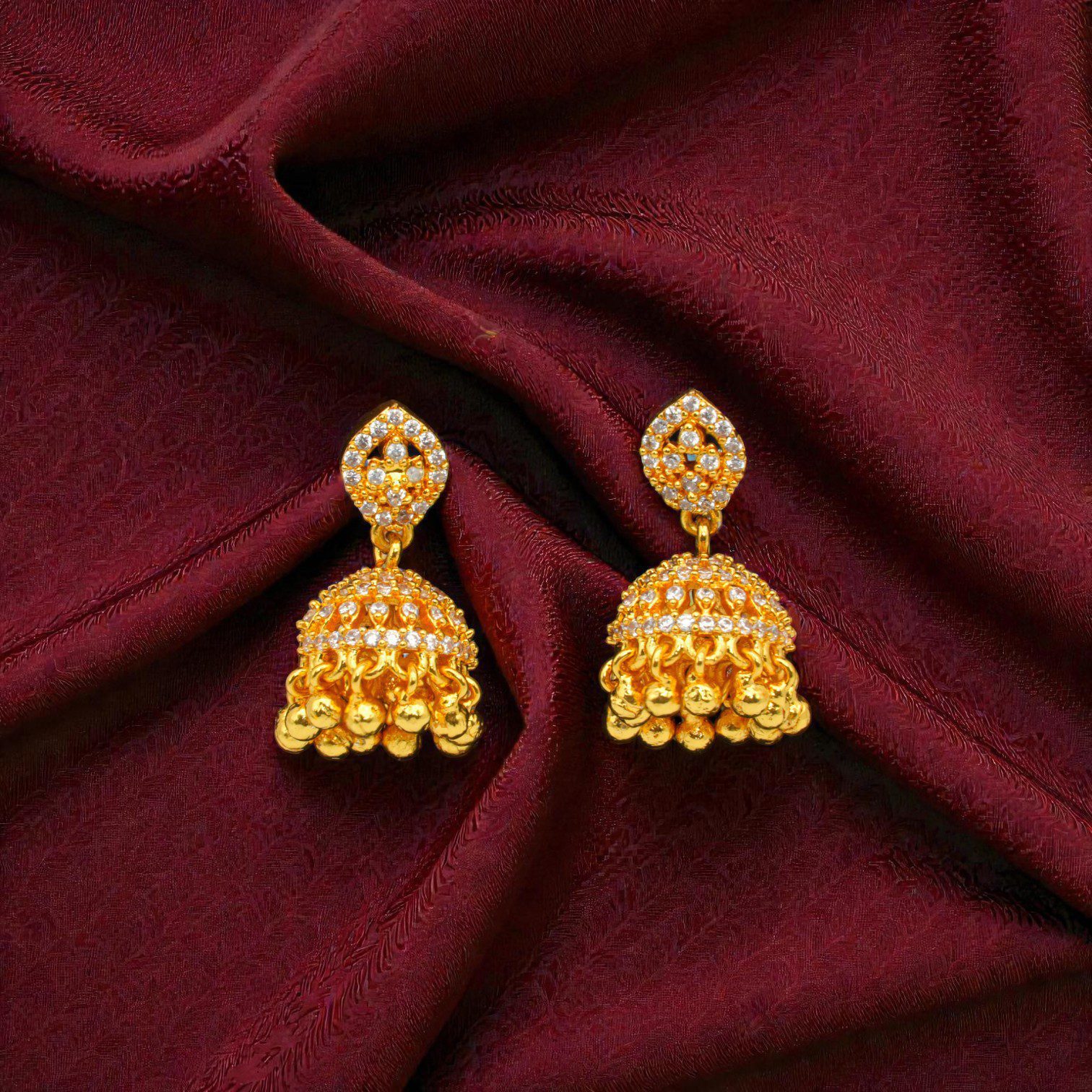1 Gram Gold Plated AD Jhumki