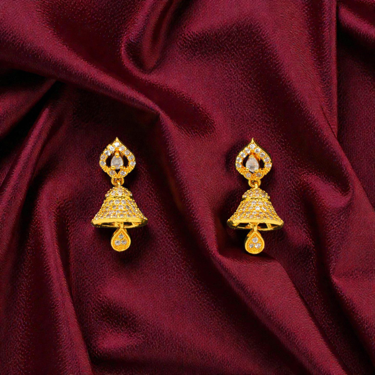 1 Gram Gold Plated AD Jhumki