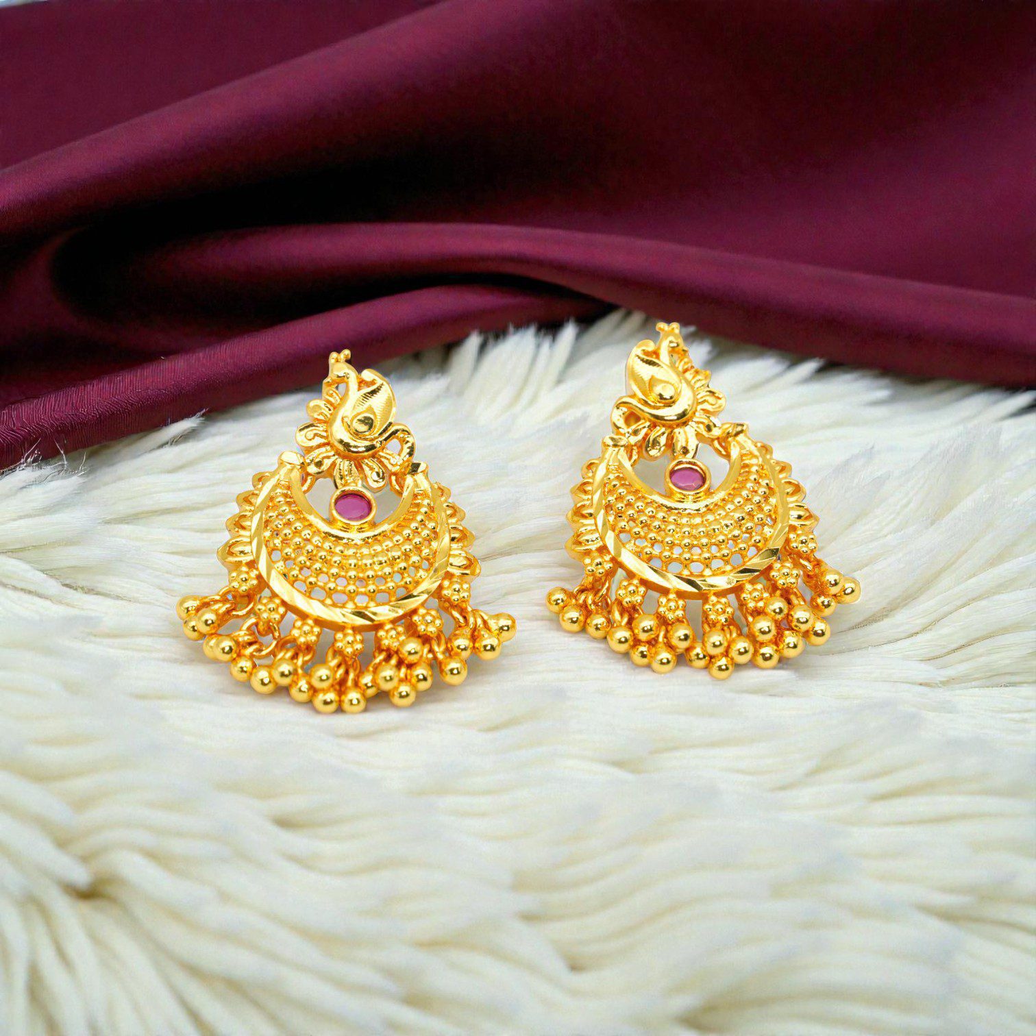 1 Gram Gold Plated Chandbali Jhumki