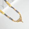 1 Gram Gold Plated Black Beaded Long Dollar Chain