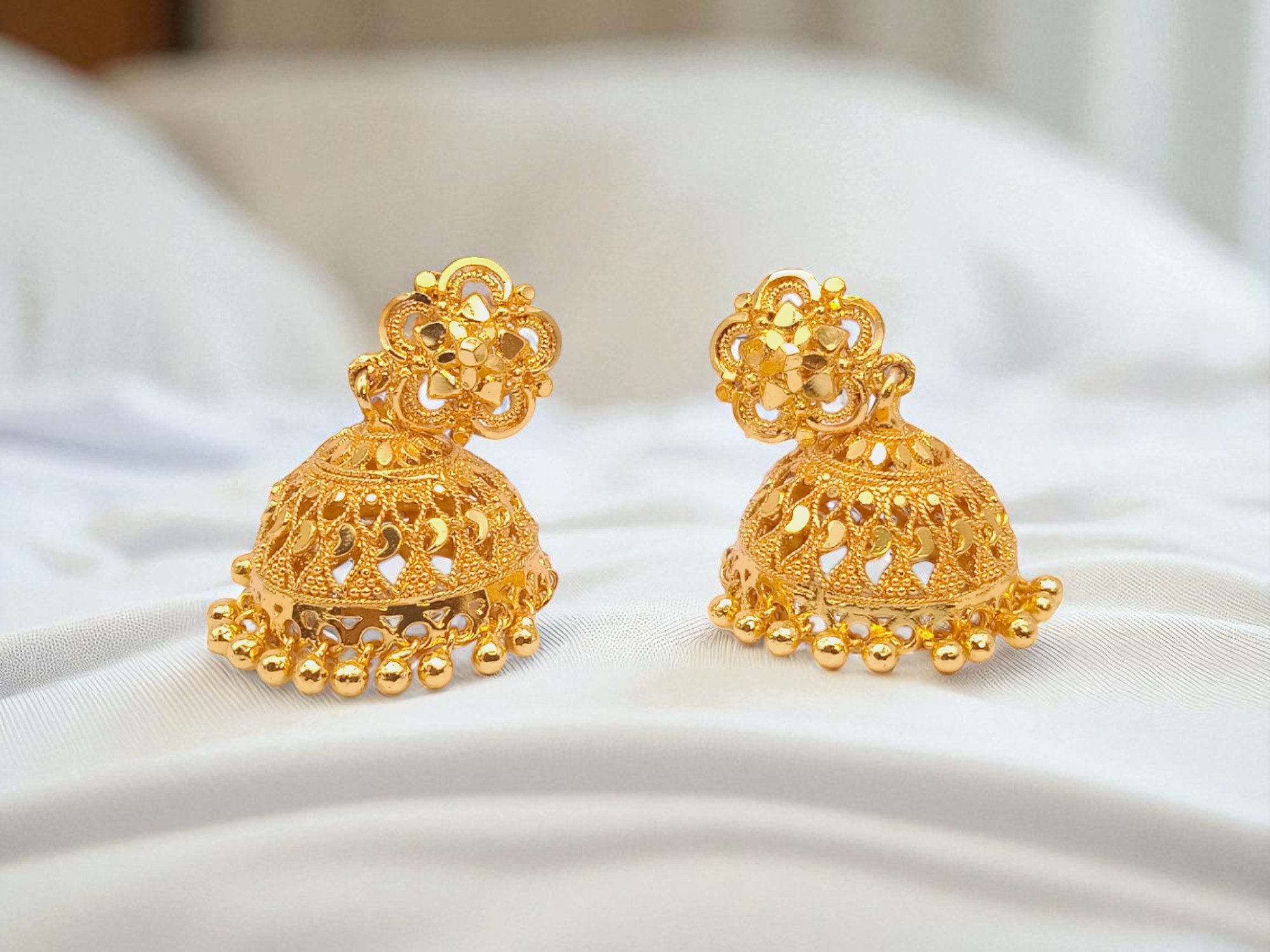 1 Gram Gold Plated Big Size Jhumka