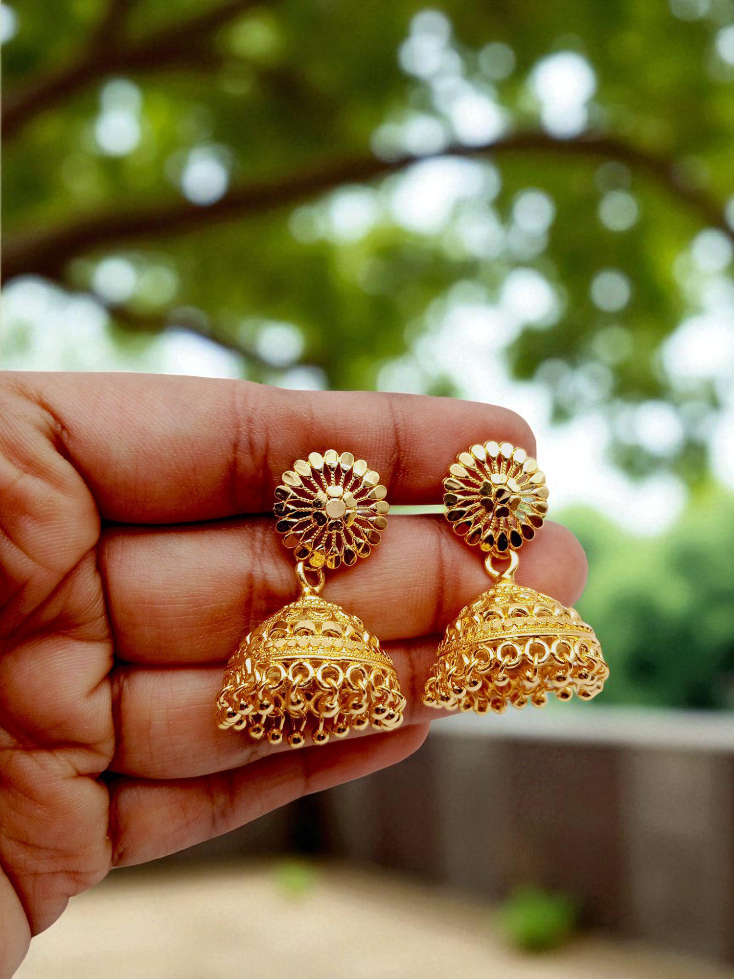 1 Gram Gold Plated Big Size Jhumka