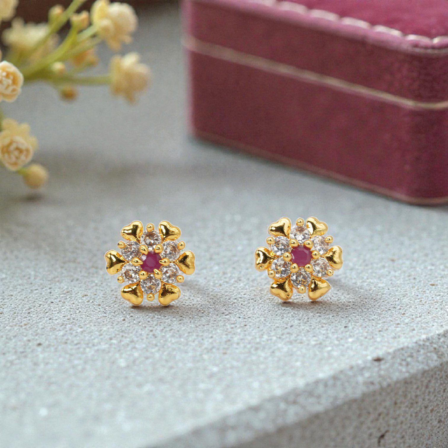 1 Gram Gold Plated AD/CZ Stud