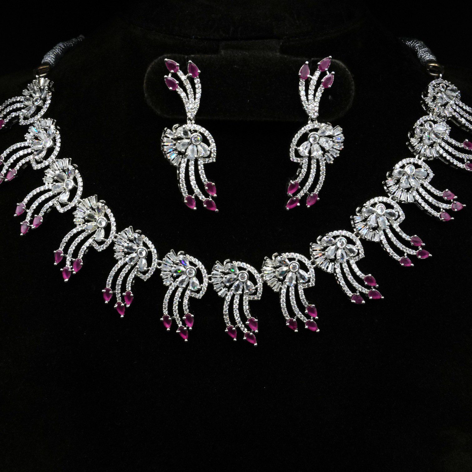 Premium Quality Rhodium AD/CZ Necklace Set