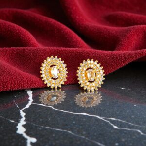 Oval Shape White AD/CZ Stud
