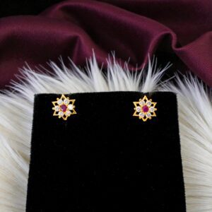 Pink & White Star Design AD Stud