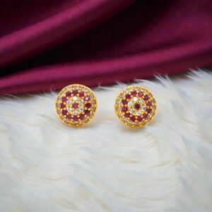 Pink & White Round AD Stud