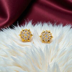 1 Gram Gold Plated White Stone AD Stud