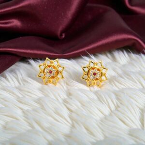 1 Gram Gold Plated Geometric Floral AD Stud