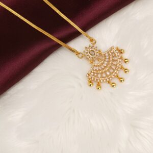 Long White AD/CZ Dollar - Box Chain