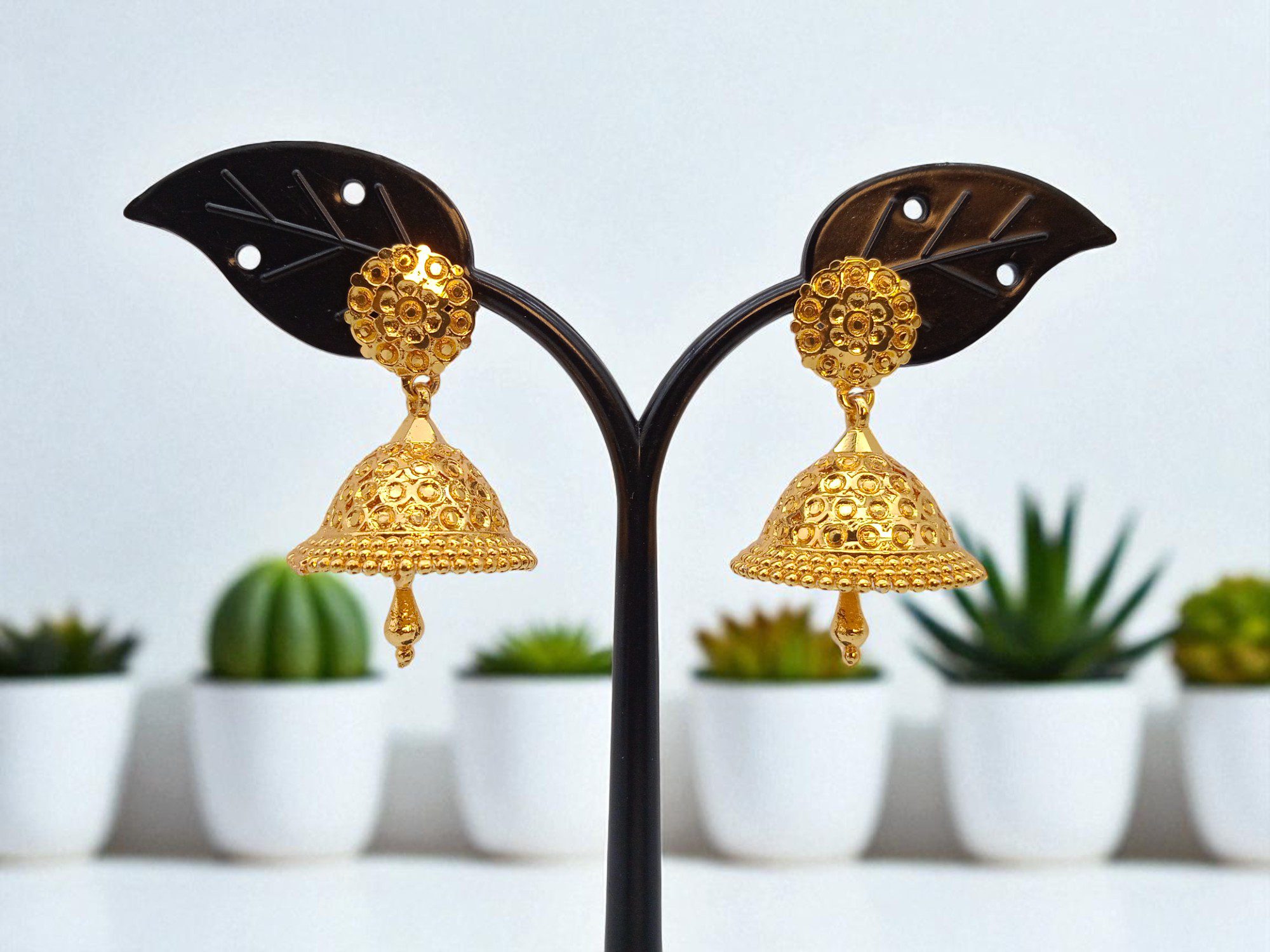 Big Size 1 Gram Gold Plated Jhumka